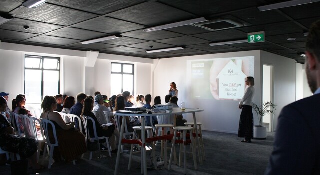 Steph Murray Jo Taylor talking to potential clients